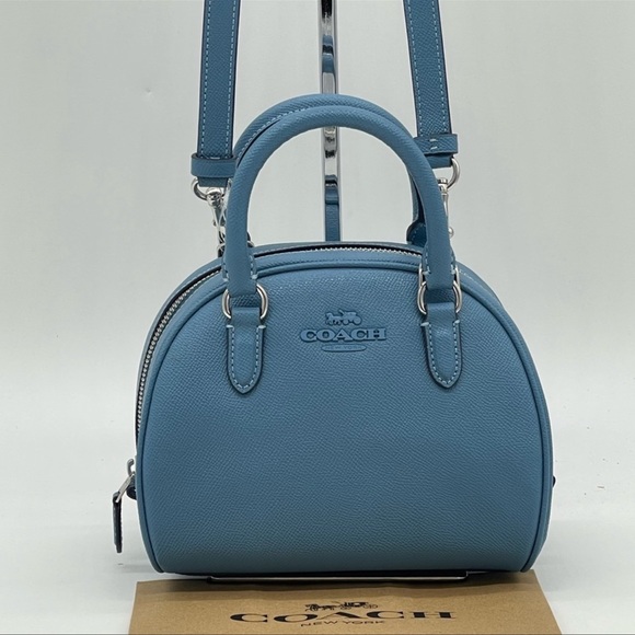 Coach Sydney Satchel Crossbody Bag Leather Midnight Blue - Picture 2 of 12